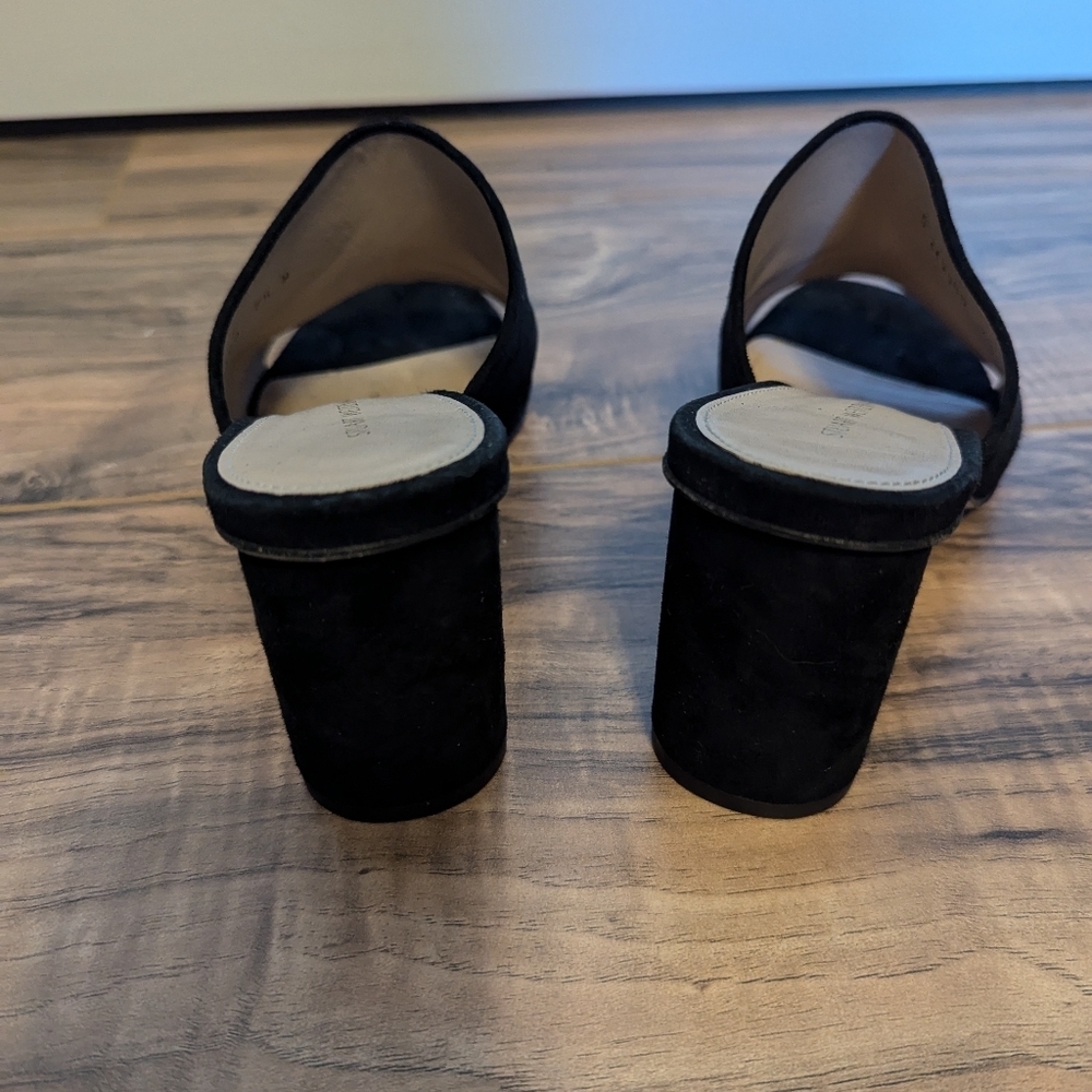 Stuart Weitzman Black suede Leather peep toe mules in a size 7.5. - Picture 7 of 12